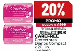 Carefree - Protectores Diarios Compact x 20 Un. Cód:59930