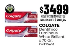 Colgate - Dentífrico Luminous White Brillant