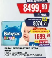 Babysec - PAÑAL BEBE ULTRA HIPER Cod: 16205-16206-16207-16194