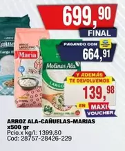María - ARROZ ALA-CAÑUELAS-MARIAS x500 gr