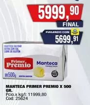 Primer Premio - MANTECA PRIMER PREMIO X 500 GR.