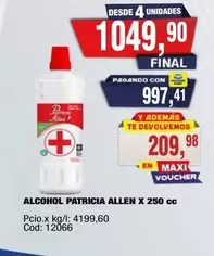 Patricia Allen - ALCOHOL PATRICIA ALLEN X 250 CC