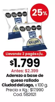 Ciudad del Lago - Aderezo a base de queso rallado, x 100 g. Cod. 582621