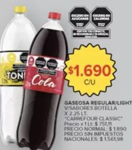 X$ - GASEOSA REGULAR/LIGHT V/SABORES BOTELLA