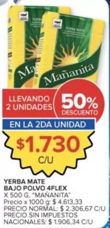 Mañanita - YERBA MATE BAJO POLVO 4FLEX