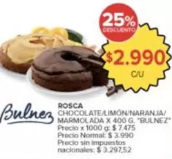 X$ - ROSCA CHOCOLATE/LIMÓN/NARANJA/MARMOLADA