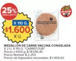 Carrefour - Medallón de Carne Vacuna Congelada