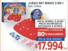 JUEGO SET BINGO 3 EN 1