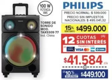 Philips - TORRE DE SONIDO MOD. TAX5309 77