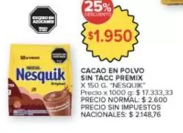 Nesquik - CACAO EN POLVO SIN TACC PREMIX