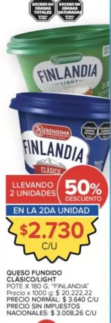 Finlandia - QUESO FUNDIDO CLASICO LIGHT POTE X 180 G