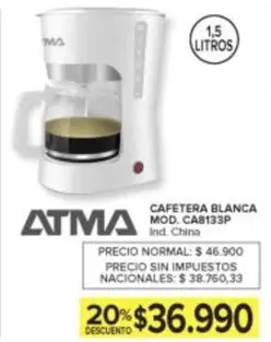 Atma - CAFETERA BLANCA MOD. CA8133P