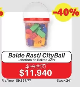 Rasti - Balde  CityBall Laberinto de Bolitas 32 Pz