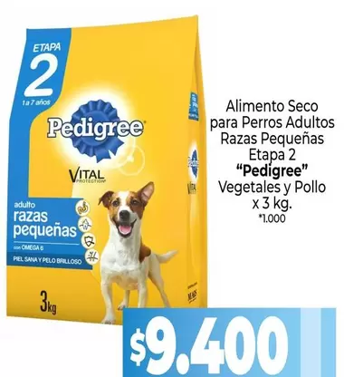 Pedigree - Alimento Seco para Perros Adultos Razas Pequeñas Etapa 2 Vegetales y Pollo