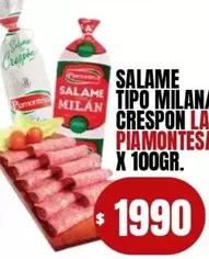 Piamontesa - SALAME TIPO MILAN CRESPON