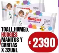 Huggies - TOALL.HUMED. MANITOS Y CARITAS X 32UNI.