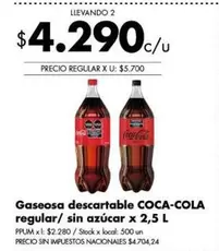 Coca cola - Gaseosa descartable regular/ sin azúcar