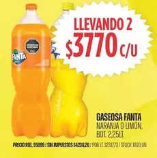 Fanta - Gaseosa Naranja o Limón