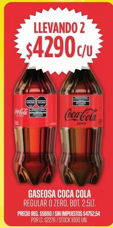 Coca cola - Gaseosa Regular o Zero