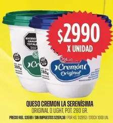La Serenísima - Queso Cremon Original o Light
