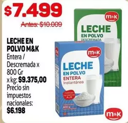 M&K - LECHE EN POLVO ENTERA / DESCEMADA