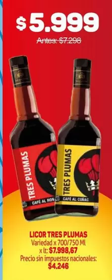 Tres Plumas - LICOR TRES PLUMAS