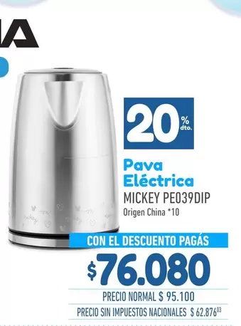 Origen - Pava Eléctrica MICKEY PE039DIP