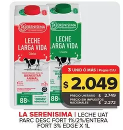 La Serenísima - Eche Uat Parc Desc Fort 1% / 2%/Entera Fort 3% Edge X 1l