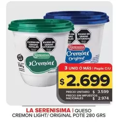 La Serenísima - Queso Cremon Light/ Original Pote