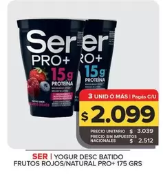 Ser - Yogur Desc Batido Frutos Rojos/Natural Pro+