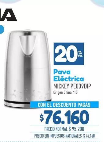 Origen - Pava Eléctrica MICKEY PE039DIP