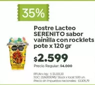 Serenito - Postre Lacteo sabor vainilla con rocklets pote