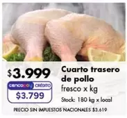 X$ - Cuarto trasero de pollo fresco