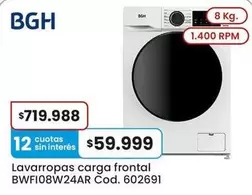 BGH - Lavarropas carga frontal BWFI08W24AR Cod. 602691