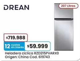 Drean - Heladera cíclica RZD215PVARX0