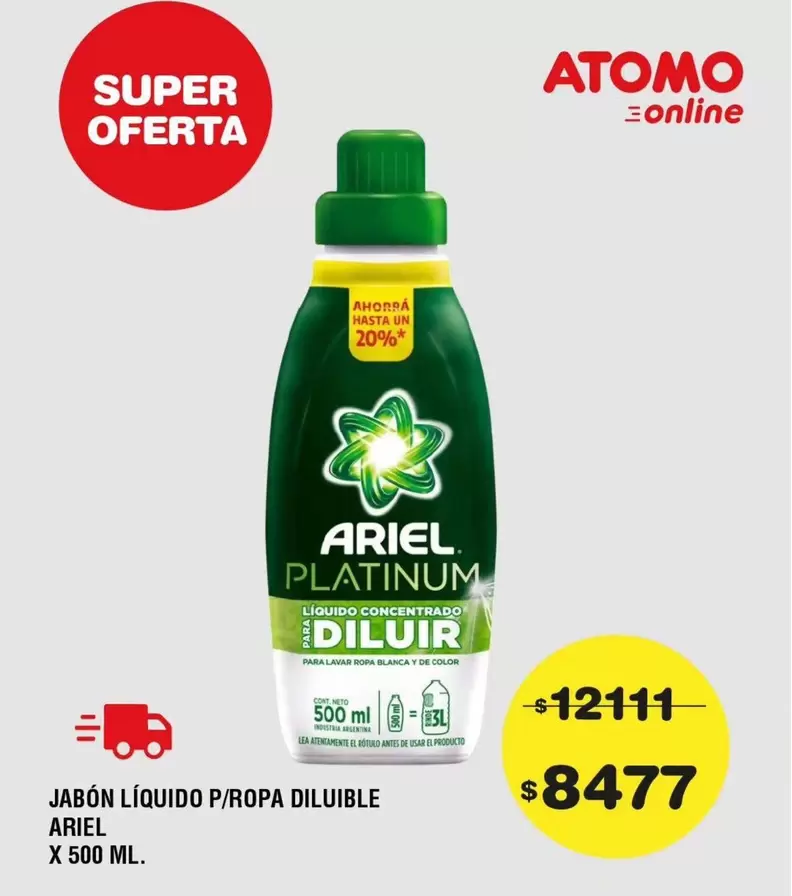 Ariel - JABÓN LÍQUIDO P/ ROPA DILUIBLE