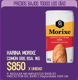 Morixe - HARINA MORIXE COMÚN 000, BSA. 1KG