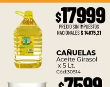 cañuelas - Aceite Girasol x 5 Lt. Cód:30514