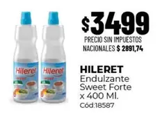 Hileret - Endulzante Sweet Forte x 400 Ml. Cód:18587