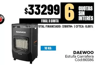 Daewoo - Estufa Garrafera Cód:86586