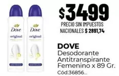 Dove - Desodorante Antitranspirante Femenino x 89 Gr.