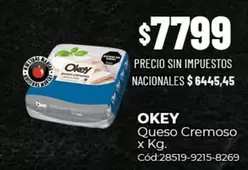 Okey - Queso Cremoso x Kg. Cód:28519-9215-8269