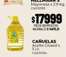 cañuelas - Aceite Girasol x 5 Lt. Cód:30514