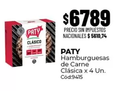 Paty - Hamburguesas de Carne Clásica x 4 Un.