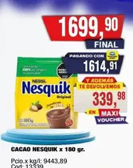 Nestlé - CACAO NESQUIK x 180 gr.