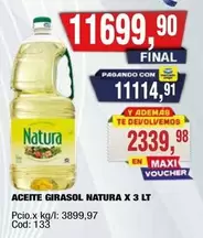 Natura - ACEITE GIRASOL X 3 LT