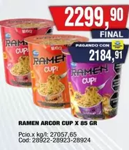Arcor - RAMEN CUP X 85 GR
