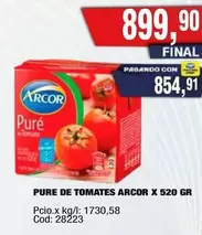 Arcor - Pure de Tomates X 520 GR