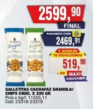 X$ - GALLETITAS CACHAZ GRANO/CHIPS CHOC. X 225 GR