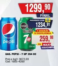 Pepsi - GAS. PEPSI - 7 UP 354 CC